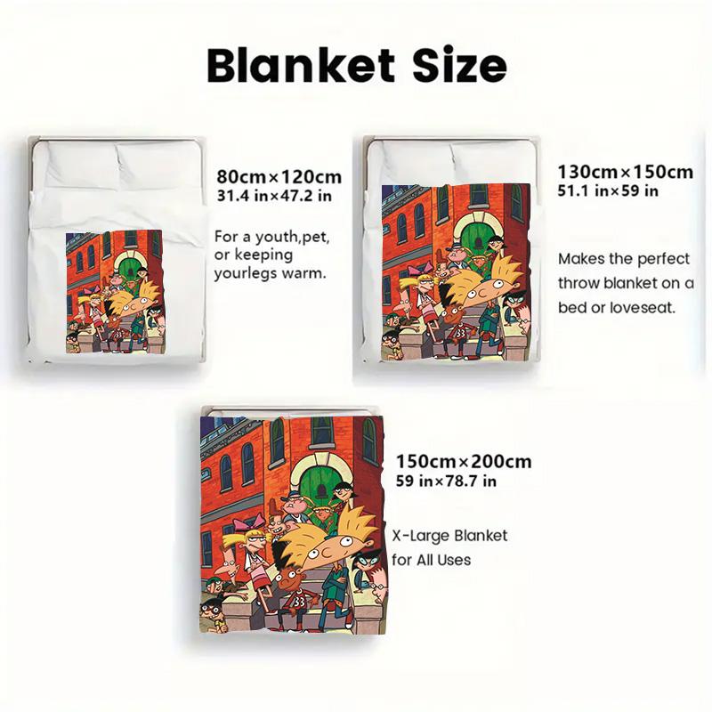 Hey Arnold 2D Flat Pattern Flannel Blanket High Quality All Seasons Warmth and Comfort Perfect for Christmas Gifts.SMT0917088