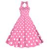 GMXIA Dress Up Retro Hepburn Style Dress Halter Polka Dot Slimming Dress