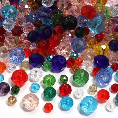 50-200pcs Faceted Crystal Beads 3/4/6/8/10mm Transparent Mixed Color Glass Loose Beads For Jewelry Making DIY Bracelets Necklace