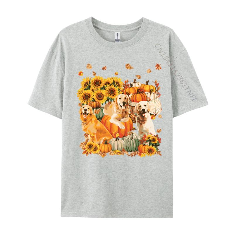 Dog Golden Retriever Autumn Vintage T Shirt Cotton Tops Shirts for Adult Japan Style Plain T Shirts Wholesale