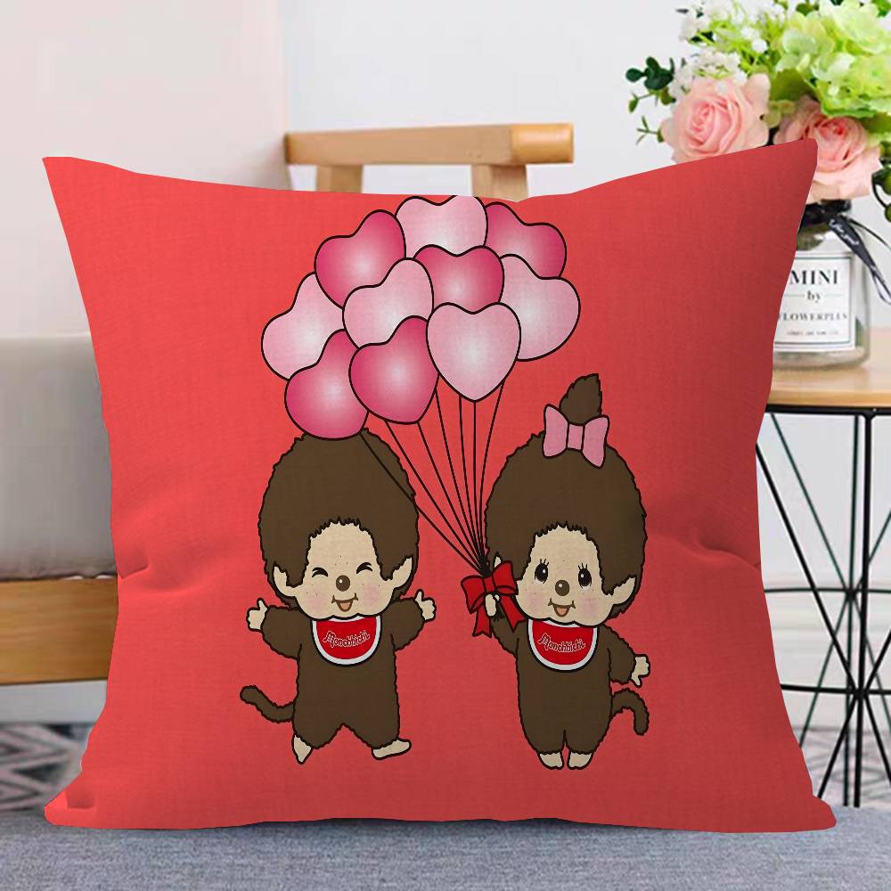 Anime M-Monchhichi Cushion Cover Car Throw Pillow Case For Sofa Car Christmas Gift 40x40cm 45x45cm