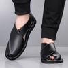 Britischer Stil Herren Lässige Ledersandalen Sommer Freizeit Strandurlaub Outdoor Flache Designer Schuhe Bequeme Rutschfeste Wandersandalen