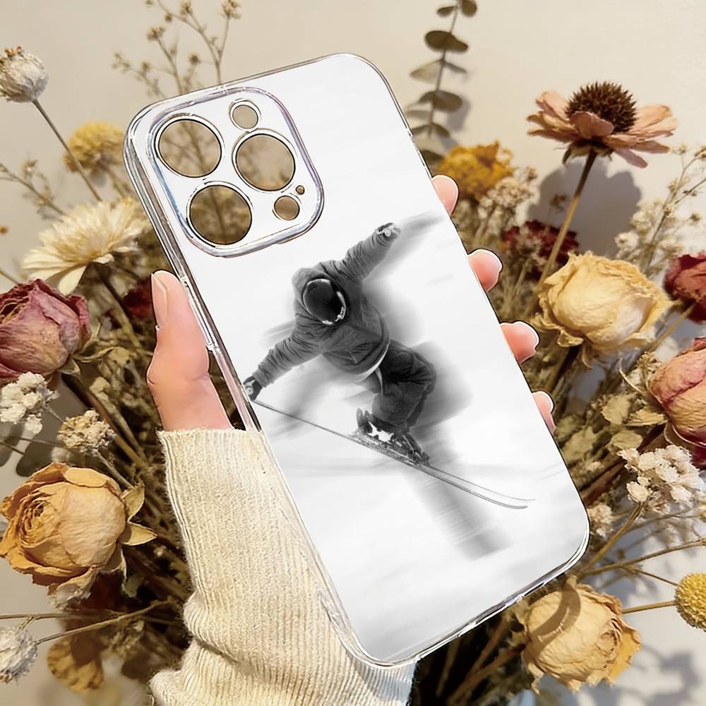 Sport Snowboarding Phone Case For iPhone 17 16 15 14 13 12 11 Mini Pro Max Plus Transparent Cover