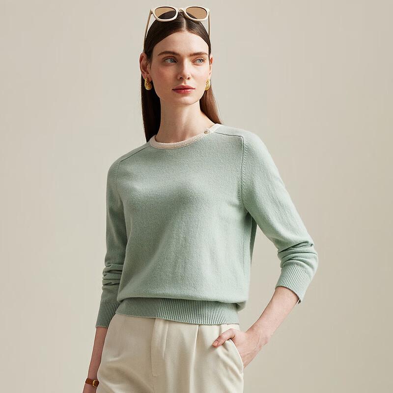 Zhaojun Women's Round Neck Long Sleeve Cashmere Sweater