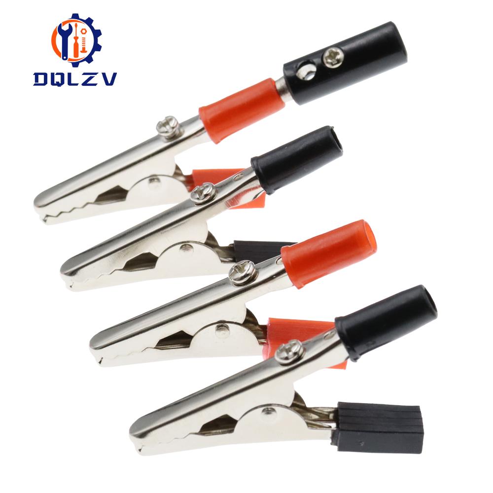 10PCS 50mm Plastic Handle Test Probe Metal Alligator Clips Connector Connect Socket Plug for Battery 4MM Banana Plug