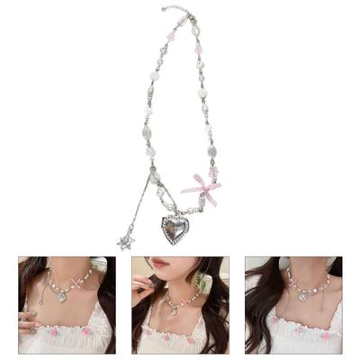 Punk Goth Naszyjniki Choker Łańcuszek na obojczyk Naszyjnik z wisiorkiem w kształcie serca Dla kobiet Dziewczyny Vintage Kołnierz Estetyczna Biżuteria
