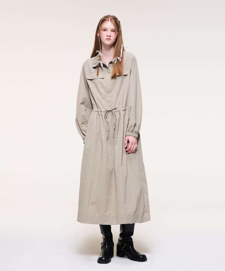 ETMON Wind String Long Dress, Taupe Beige