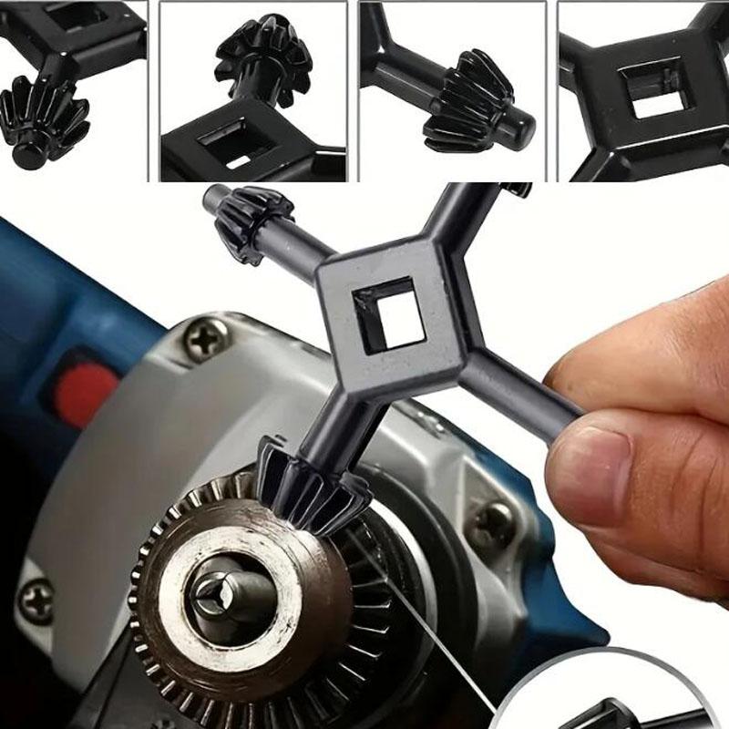 4 In 1 Multi-function Universal Chuck Key Drill Drilling Holder Spanner Ratchet Socket Ring Combination Grip Star Wrench