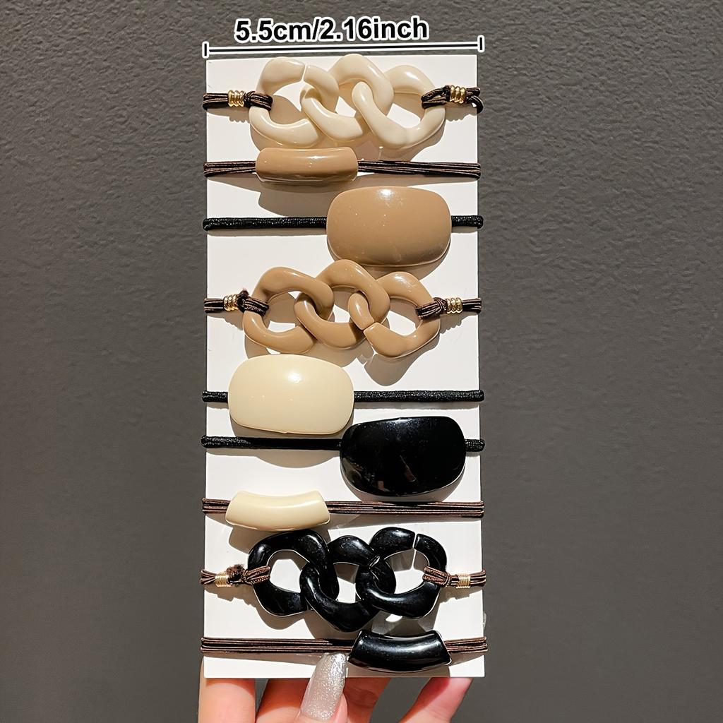 12pcs Elegant Milk Coffee Color Hair Ties - Chic Acrylic Ponytail Holders for Women & Girls, Simple Style Hair Accessories,Valentine'S Day Gift