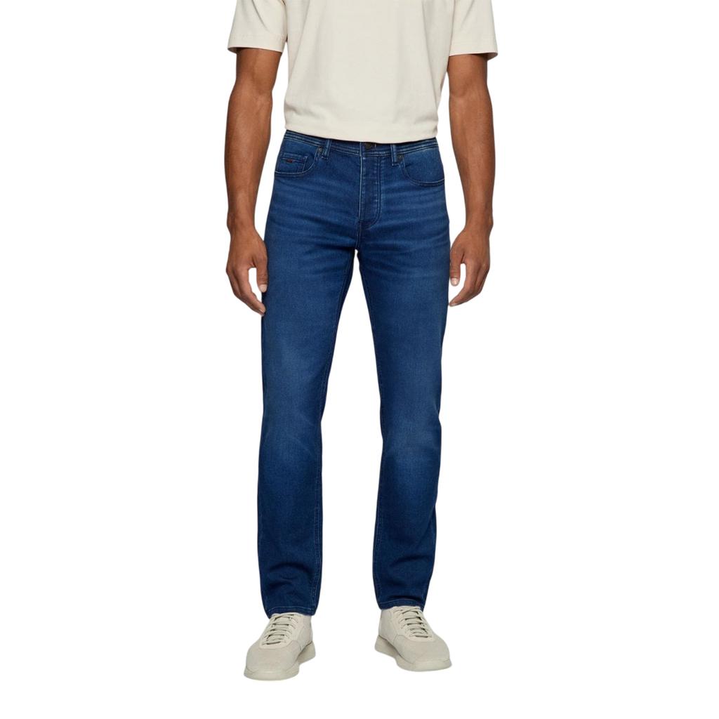 Boss Mens Leather Patch Tapered Jeans