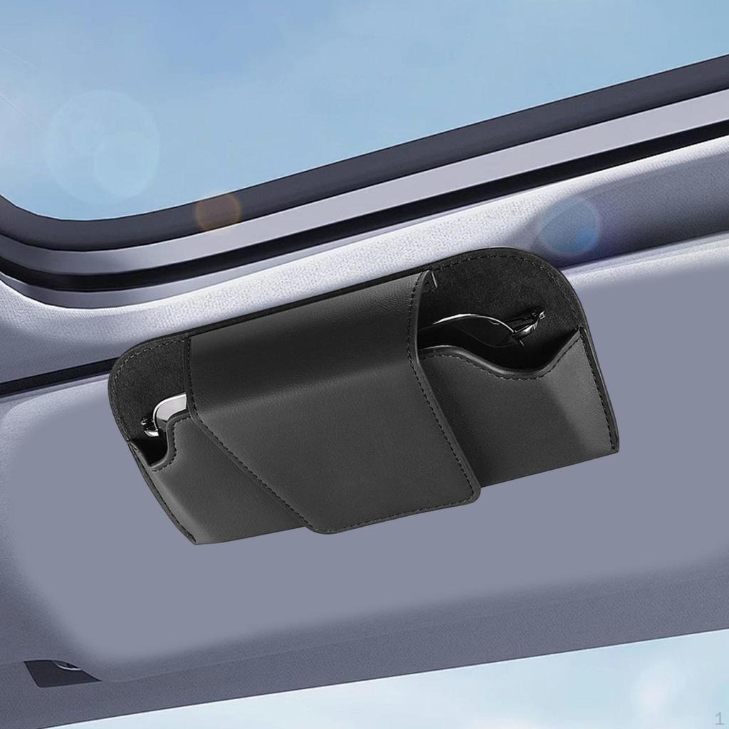 Car Glasses Clip, Portable PU Interior Accessory, Space-saving for Women And Men.