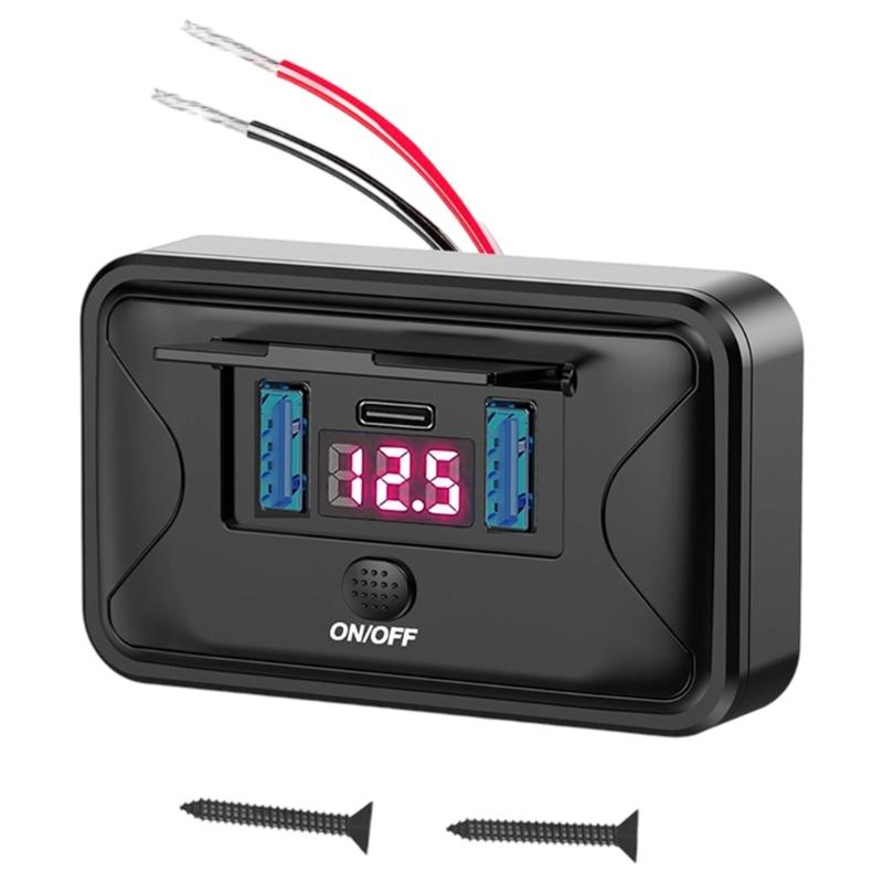 Automotive Charging Adapter Rapid 3 Port Charging Voltage Detection System Compact Shape Universal for Electronics