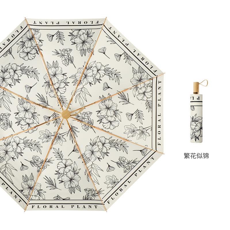 

Новый вручную открываемый 8-спицевый цветной клей цифровой маленькая деревянная ручка женский бизнес-подарок зонт трехсложный ретро ветроустойчивый 21 inches