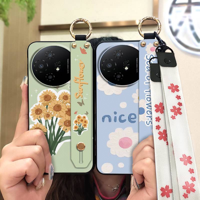 Fashion Design Protective Phone Case For TCL 50 Nxtpaper 5G/50Pro Nxtpaper 5G Wristband Kickstand Dirt-resistant Flower