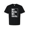 Wit Unisex Katoenen T-shirt met Korte Mouwen met 'No Pain No Gain' Verweerd Grafisch Ontwerp