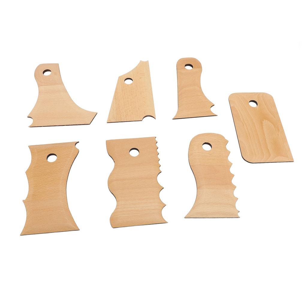 7 Pezzi Strumenti Modellatori per Piedi in Ceramica Forme Multiple Legno di Faggio Costola Strumento per Rifilare per Lavorazione Argilla
