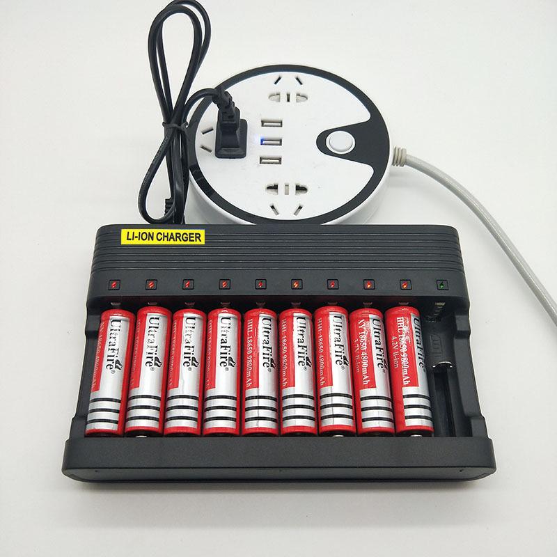 10-Slot Smart Charger 4.2V 6A for 18650 & 16340 Lithium Batteries