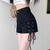 Summer High Waist Elastic Shorts Solid Color All-match Bandage Women's Hotsweet Spliced Korean Straight Shorts
