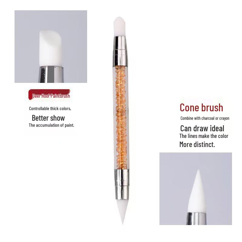 Nail Art Silicone Pen: Dual-Head Tool for Embossing, Magic Mirror Powder, and Gradient Color Mixing.