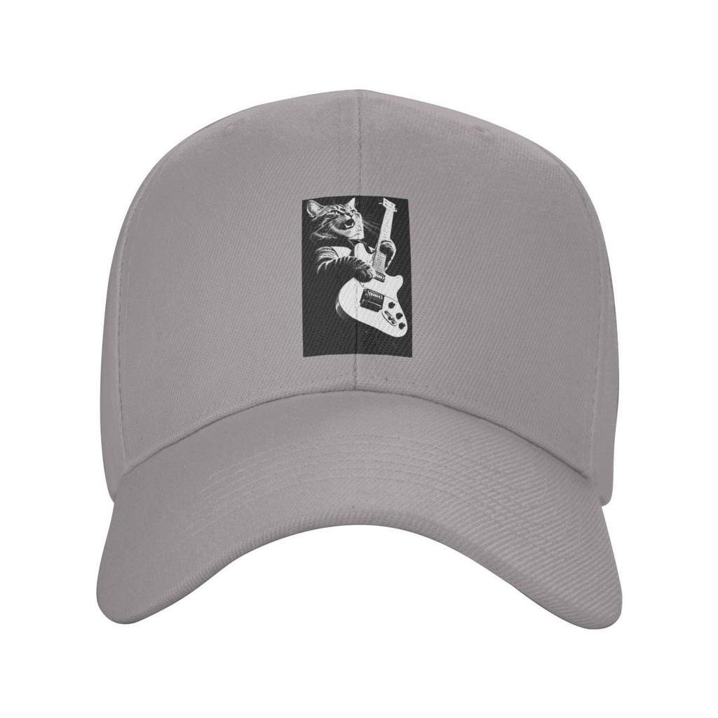 Rock Cat Playing Guitar Cartoon Guitar Cat Baseball Caps Fashion Men Women Hats Casual Cap Sports Baseball Hat Casquette