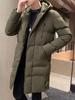 Men's Plus Size Long Hooded Winter Jacket - Thick, Casual Cotton Coat
