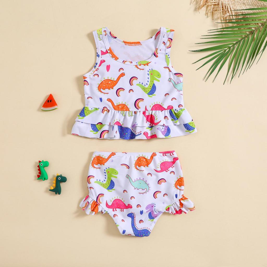 Girls’ Dinosaur Print Two-Piece Swimsuit Set
