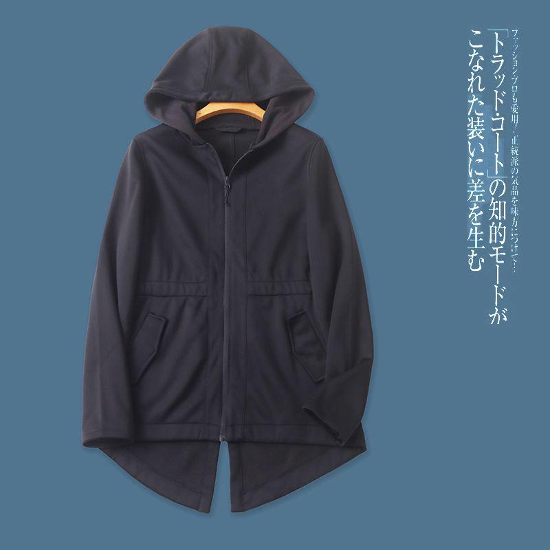 

Флисовая куртка средней длины Осень и Зима Новая Зарубежная торговля Женская одежда Капюшон Застежка-молния Длинный рукав Эластичная талия Разрез сзади 29766 Black B- 1-10-2 M