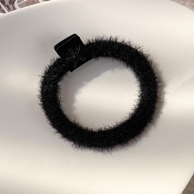 Autumn and Winter Plush Maillard Color Hair Rope Girl All-match Marine Belt Head Rope High Elasticity Basic Rubber Band Hair Ring