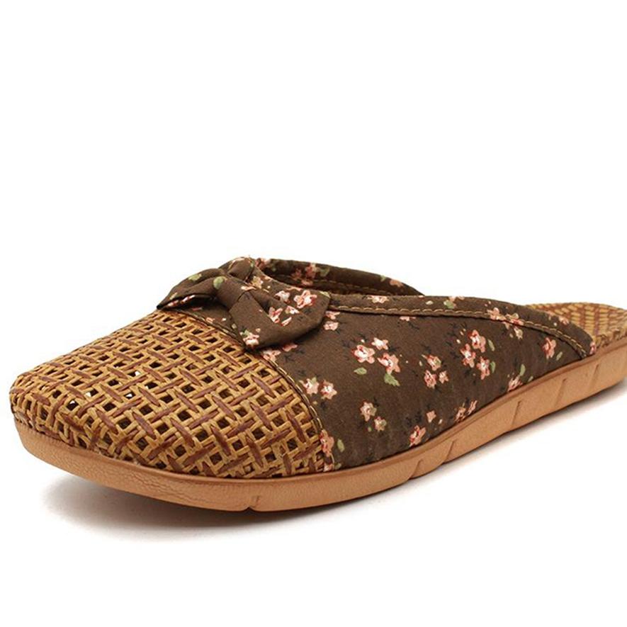 Summer Linen Woven Breathable Couple Slippers Home Indoor Non-slip Platform Slippers