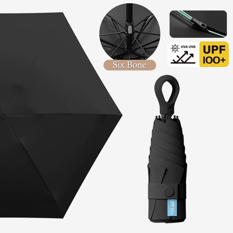 Uv Protection Mini Umbrella Ultralight 6-Fold Portable Sunshade For Women Outdoor Beach Travel Compact Windproof Quick Dry