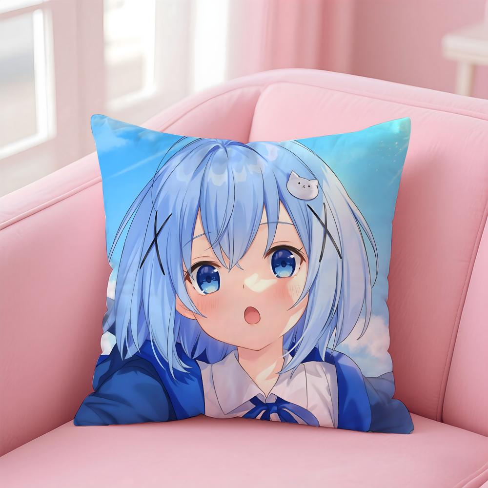 Anime Chino Kafu Cushion Cover Eco-Friendly Odorless Healthy Pillowcase Soft & Comfortable Kid-Safe No Filling
