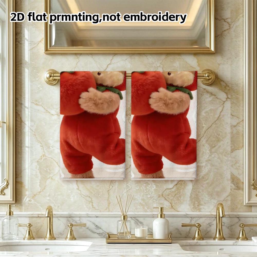 Cuddly Tomato Bear Print Towel, Absorbent Bathroom Towel