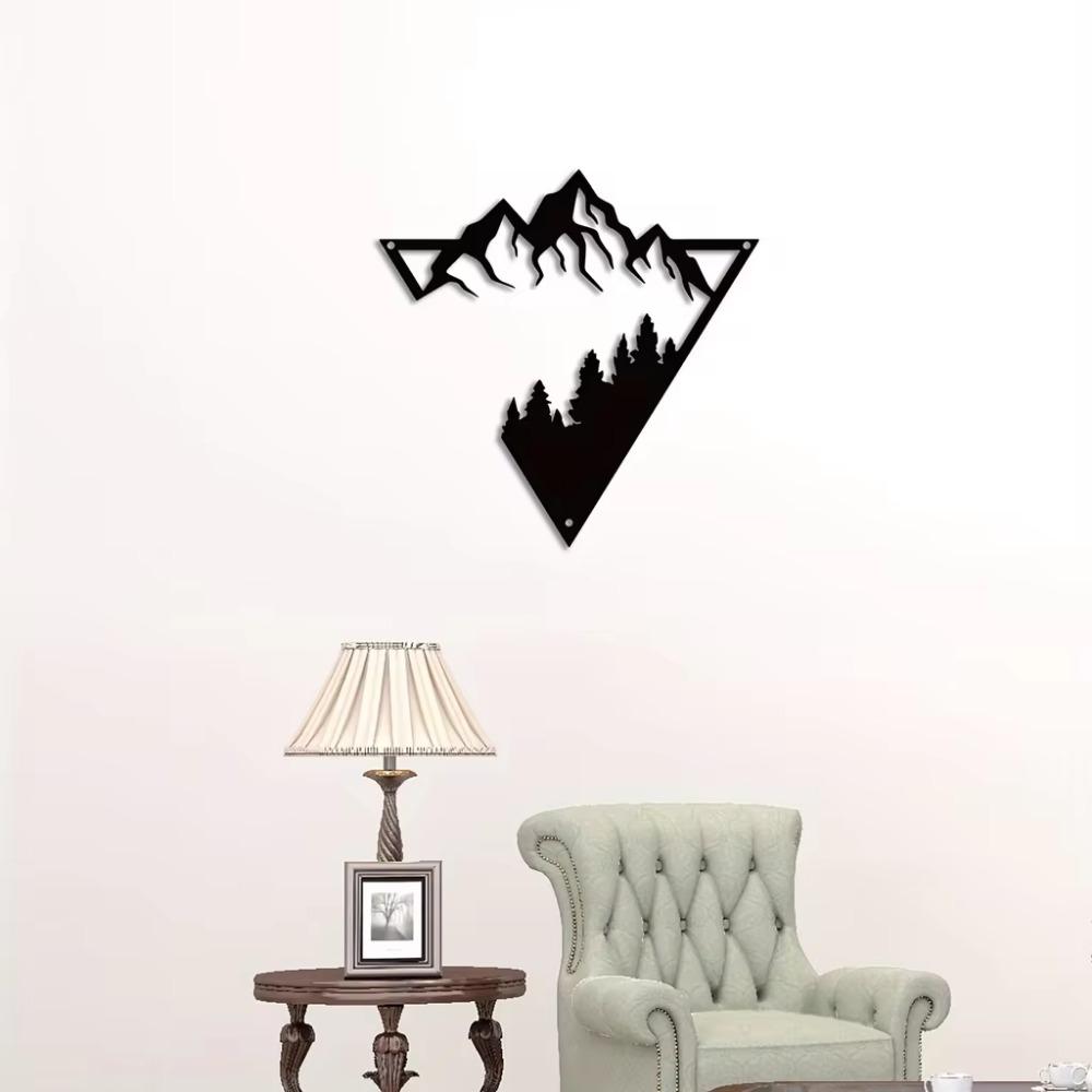 Mountain Scene Metal Wall Art: Modern Decor for Bedroom, Living Room; Beautiful Home and Office Wall Decoration