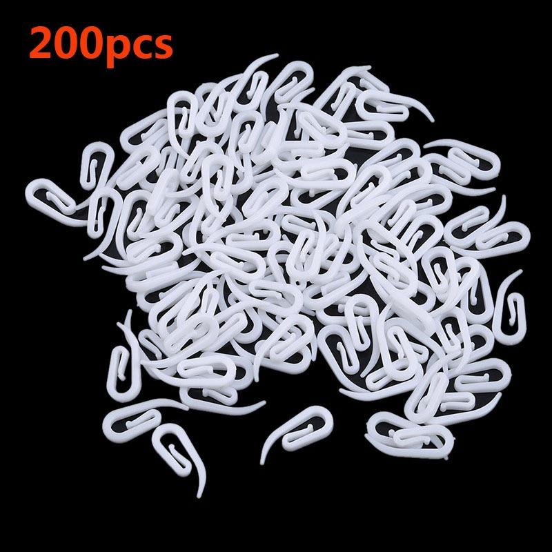 Pactical White Hanging Curtain Hook Hanger Ring Loop Clip Glide Convenient Curtain Accessories White Household 100/200PCS
