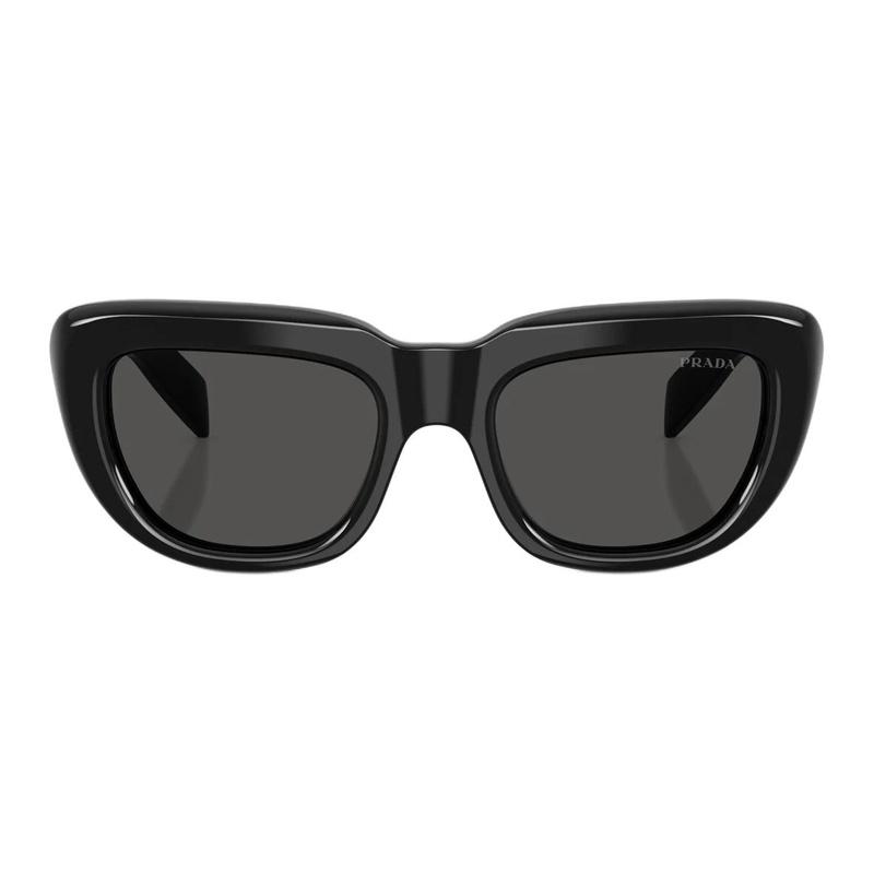 Prada Solid Brand Logo Acetate Square Sunglasses Women's Black
