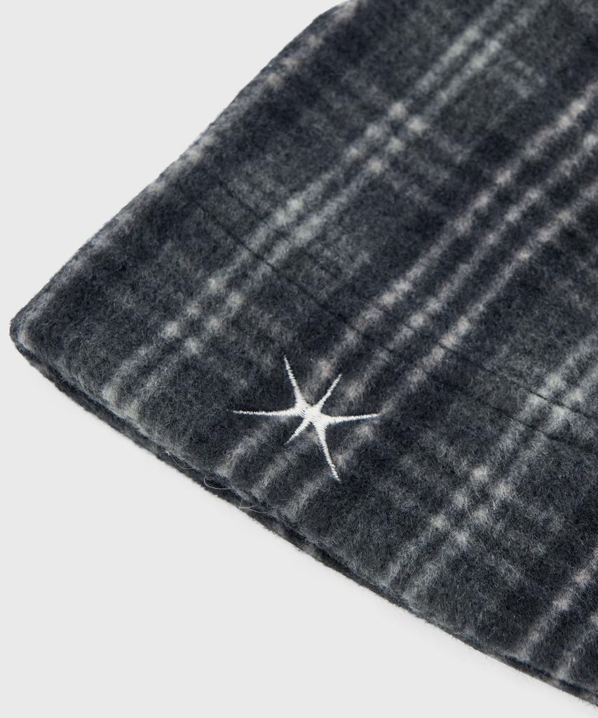Yunse Hatch Embroidered Beanie (Charcoal Check)
