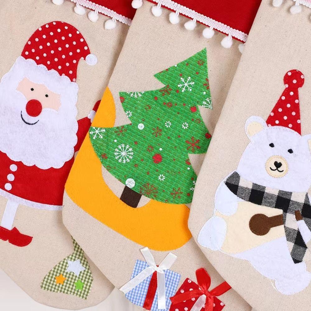 Santa Claus Large Candy Christmas Stocking Snowman Fireplace Christmas Stocking  Car