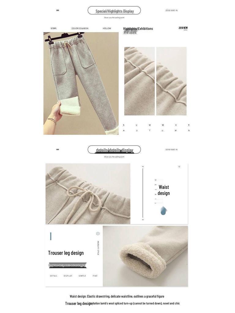 Sweet and Salty Street-Style Winter Vest, Lamb's Wool Sweatshirt, Wool Blend Pants Set: Trendy Autumn/Winter Women's Outfit, Youthful Style