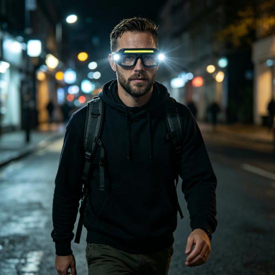 Multifunctional Eyeglass Light, XTE USB Rechargeable LED Head Lamp for Outdoor, 5 Lighting Modes Hands Free Work Light for Night Fishing