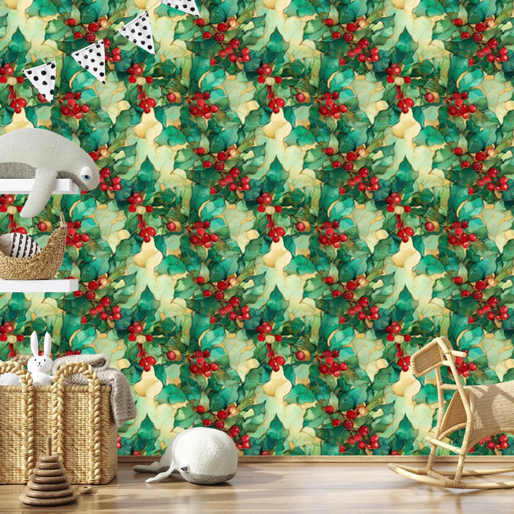 Ink Green, Sea Green and Lime Wallpaper for Living Room and Bedroom 50x1000