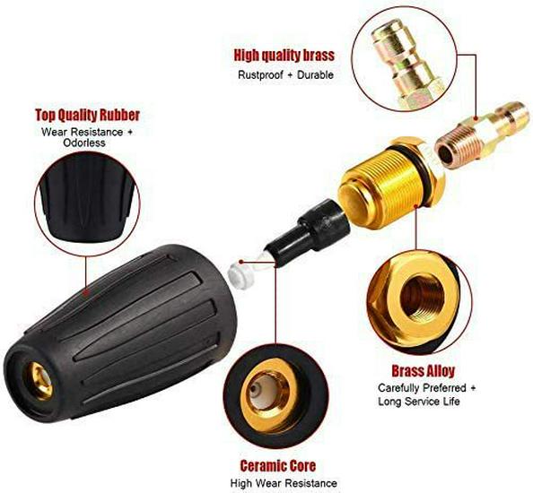 High-Pressure Rotating Turbo Nozzle with 1/4 Quick Connect