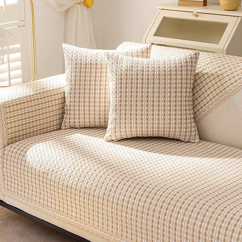 Cotton And Linen Sofa Cushion, Universal In All Seasons, Non-Slip Linen Seat Cushion, Simple And Modern Old Coarse Cloth Fabric Sofa Cover Cover Towel