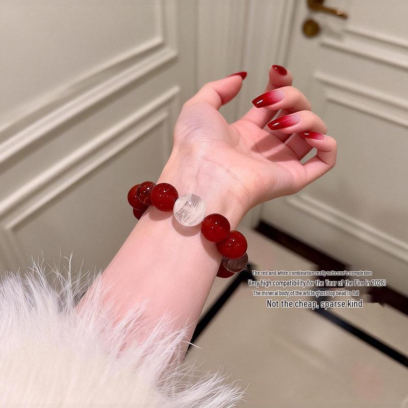 Luxurious Red Agate Crystal Bracelet for Women - Elegant Multi-Gem Beaded Jewelry for Wealth Attraction