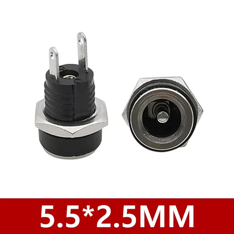 10/50PCS 2 Pin DC022B 5.5 X 2.1mm 3.5x1.3 Mm DC Power Jack Supply Socket DC Female Panel Mount Connector Plug Adapter 5.5*2.5MM