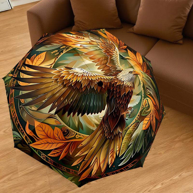 1pc Eagle Leaves Automatic Open/Close Umbrella with Windproof, 8-Rib Sturdy Canopy, Durable Ribs, Fashionable Design1236A