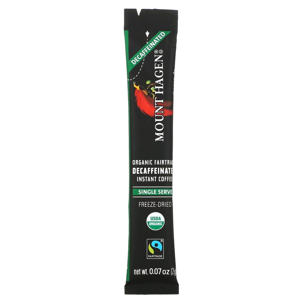 Mount Hagen Fair Trade Decaffeinated Instant Coffee Individual Sticks, 25 Count, 50g (1.76oz)