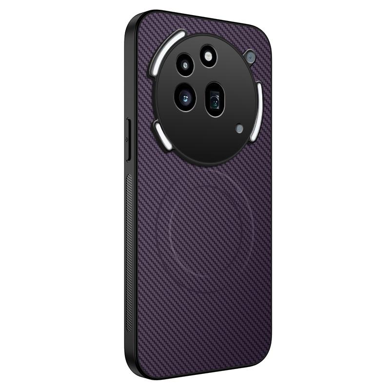 

For Nothing Phone (3a) Pro Case Compatible with MagSafe WANLONFENG TQ Series Carbon Fiber Texture PC TPU Phone Cover Purple