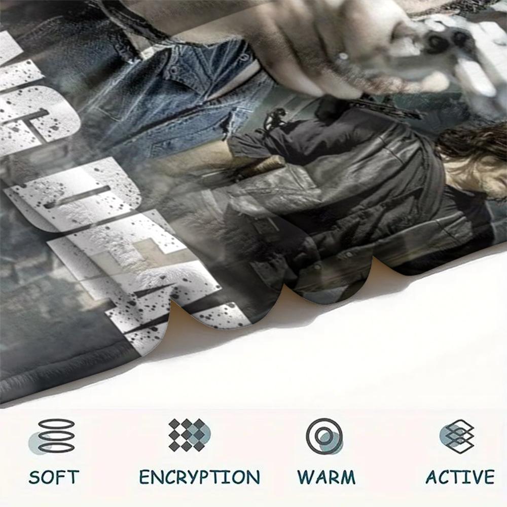 1Pc Walking Dead Print Flannel Blanket, High Quality Comfortable for All Seasons, Home Decor, Warmth and Comfort, Perfect for Gifts