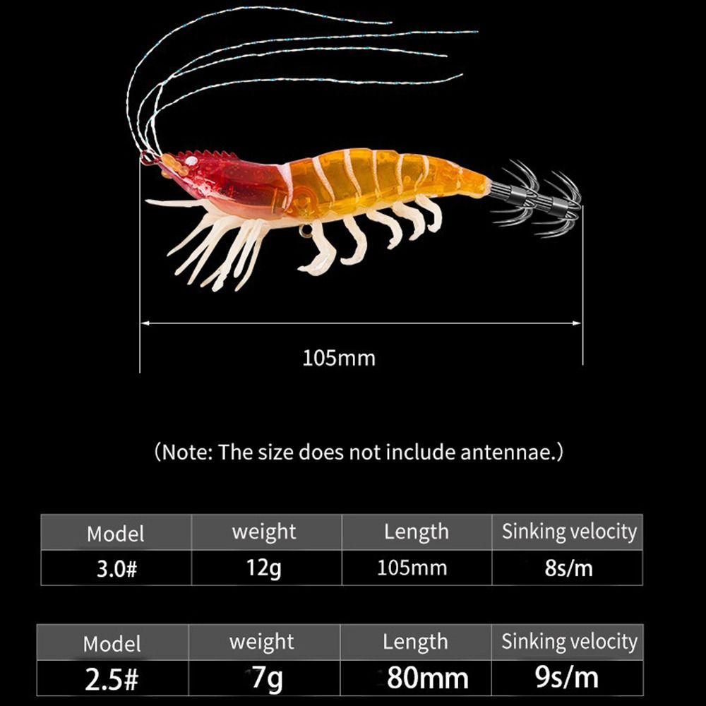 Luminous Squid Jig 7g/12g Octopus Bait Shrimp Slow Sinking Lure  Cuttlefish Fishing