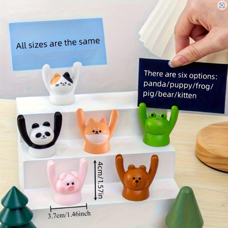Animal Note Holders - Panda, Pig, Dog, Cat, Frog, Bear Designs with Raised Hands, for Desk & Car Decor - Ideal Thanksgiving Gift